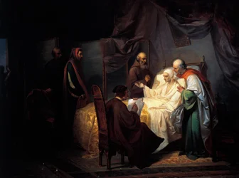 Dante Alighieri op zijn sterfbed