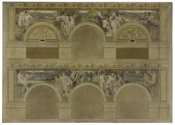 Schets voor een van de inleidende salons van het stadhuis van Parijs: Het werk. De vreugde. De liefdadigheid