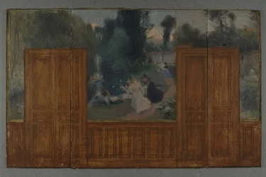 Schets voor het stadhuis van Créteil: Landschap - Oevers van de Marne gezien vanaf de brug van Ile Sainte-Catherine