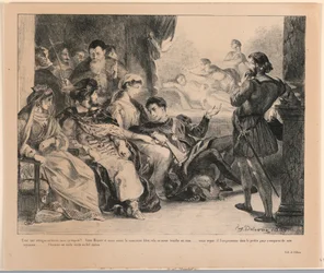 Illustratie voor Hamlet: De Spelers Vertegenwoordigen de Dood van Hamlets Vader (III,2)