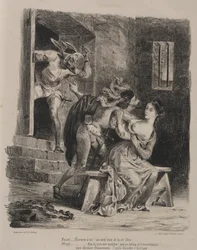 Illustraties voor Faust: Faust in de gevangenis van Marguerite