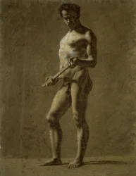Staande Academische Mannelijke Naakt (recto); Schets van Bovenarm (verso)