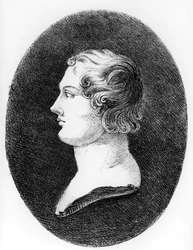 Portret van George Gordon, 6e Baron Byron van Rochdale (1788-1824) van een buste door Lorenzo Bartolini (1777-1850)