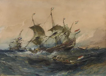 Nederlandse schepen in een storm