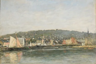 De haven van Trouville in de ochtend