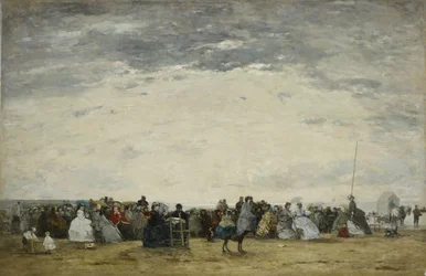 Vakantiegangers op het strand van Trouville