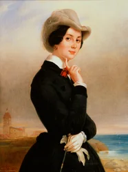 Portret van de actrice van het keizerlijk theater Vera Samoylova, 1840s