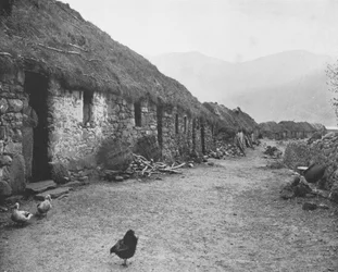 Huizen van crofters op de Shetlandeilanden