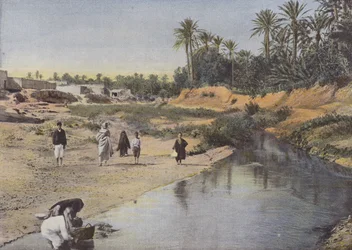 Uitzicht op de oevers van de Oued-Gabes
