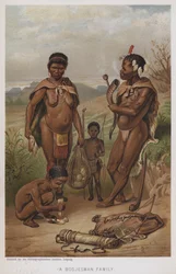 Een Bosjesman Familie (chromolitho)
