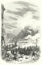 Belgische rebellen bij een barricade tegenover het Parc de Bruxelles, Belgische Revolutie