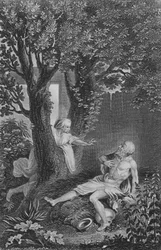 Job berispt zijn Vrouw (gravure)