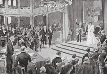 Koning Haakon legt de eed af