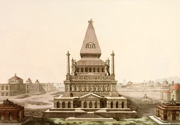 Mausoleum van Halicarnassus, graf van de Perzische satraap Mausolus, een van de Zeven Wereldwonderen