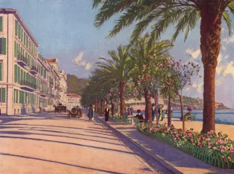 Nice, Promenade du Midi naar het oosten (kleurenlitho)