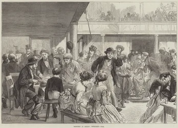 Schetsen in Berlijn, bal van arbeiders (gravure)