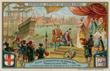 De ontvangst van Francis Drake in Londen vanuit Zuid-Amerika in 1581