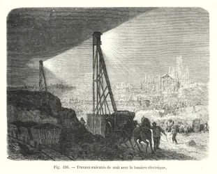 Nachtwerkzaamheden met elektrisch licht