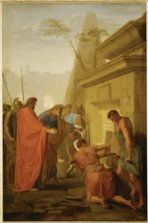 Darius opent de graftombe van Nitocris, koningin van Babylon (schilderij op doek)