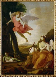 Hagar en Ismaël gered door een engel (schilderij op doek)