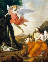 Hagar en Ismaël gered door een engel, door Eustache Le Sueur (1616-1655)