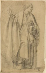 Staande Geklede Mannelijke Figuur, Houdend Staf
