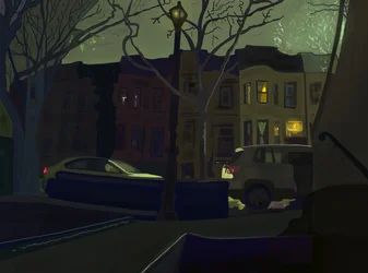 6 AM South Side of Street, Prospect Park (digitale kunst)