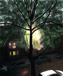 After Rain, First Light, Brooklyn (digitale kunst)