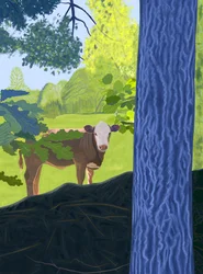 Koe in het veld, 2025 (digitale kunst)