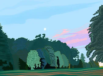 Hyde park bij zonsopgang (digitale kunst)