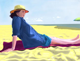 Michelle op Rockaway Beach, Brooklyn (digitale kunst)