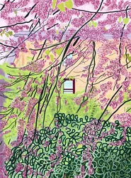 Lentebomen en flatgebouw, Prospekt park (digitale kunst)