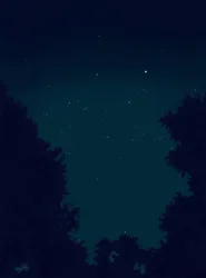 Sterren in de lucht bij nacht en contouren van bomen (digitale kunst)