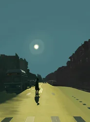 Zon en vrouw op Ninth Street (digitale kunst)