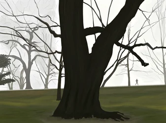 Boom en jogger. Vroege ochtend. Prospect park (digitale kunst)