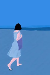 Vrouw op Fire Island Beach (digitale kunst)