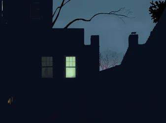 achterruit, winter, schemering, Brooklyn (digitale kunst)