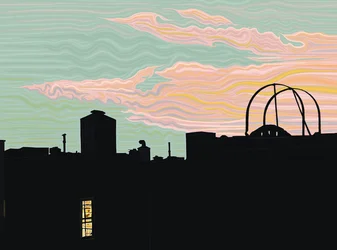 dak en puntige wolken bij schemering (digitale kunst)