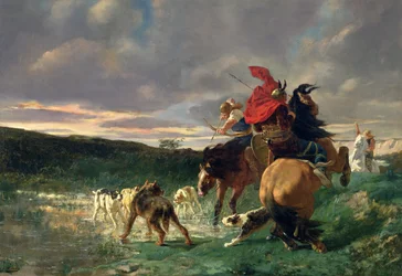 Merovingen die een Wilde Hond Aanvallen