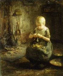 Een Kind dat Aardappelen Schilt