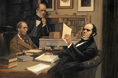 Joseph Hooker (1817-1911), Charles Lyell (1797-1875) en Charles Robert Darwin (1809-82)