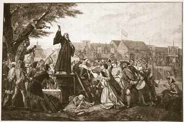 Whitefield predikt in Moorfields, illustratie uit «The Church of England: A History for the People» door H.D.M. Spence-Jones, uitgeg. ca. 1910