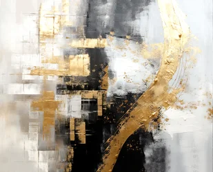 Abstract zilver & goud digitaal schilderij, vierkante fijne kunst