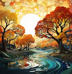 Fantasielandschap en bomen