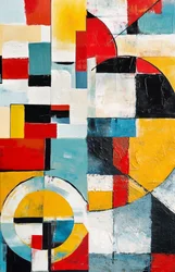 Geluk van geometrie geel, abstract olieverfschilderij, fijne kunstafdrukken online
