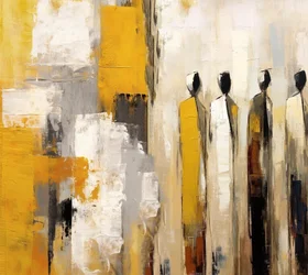 Impressionistisch schilderij van mensen in warme kleuren