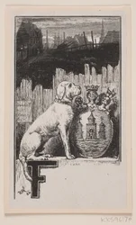 Initiaalvignet."F" met een hond en het wapen van Kopenhagen