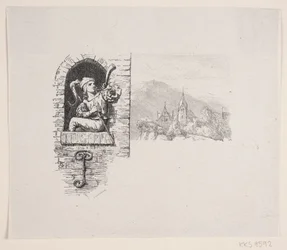 Vignet voor J. P. Jacobsens Gedicht, "De Page Hoog op de Toren Zat"