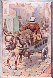 David rende zo snel als hij kon achter hem aan, illustratie uit David Copperfield, 1914