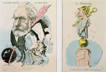 Karikaturen van Victor Hugo (1802-85) en Napoleon III (1809-73), 1870